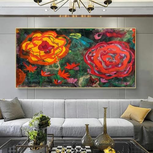 Affiches et impressions florales orange rouge KEBIA pour mur