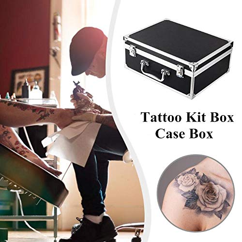 Black Tattoo Case - Yuelong Tattoo Kit Box Makeup Carry Box 12.6" X 9.5" X 5.1" Double Lock Key Aluminum Storage Case Tattoo Carrying Case With Sponge For Tattoo Makeup #TOP5