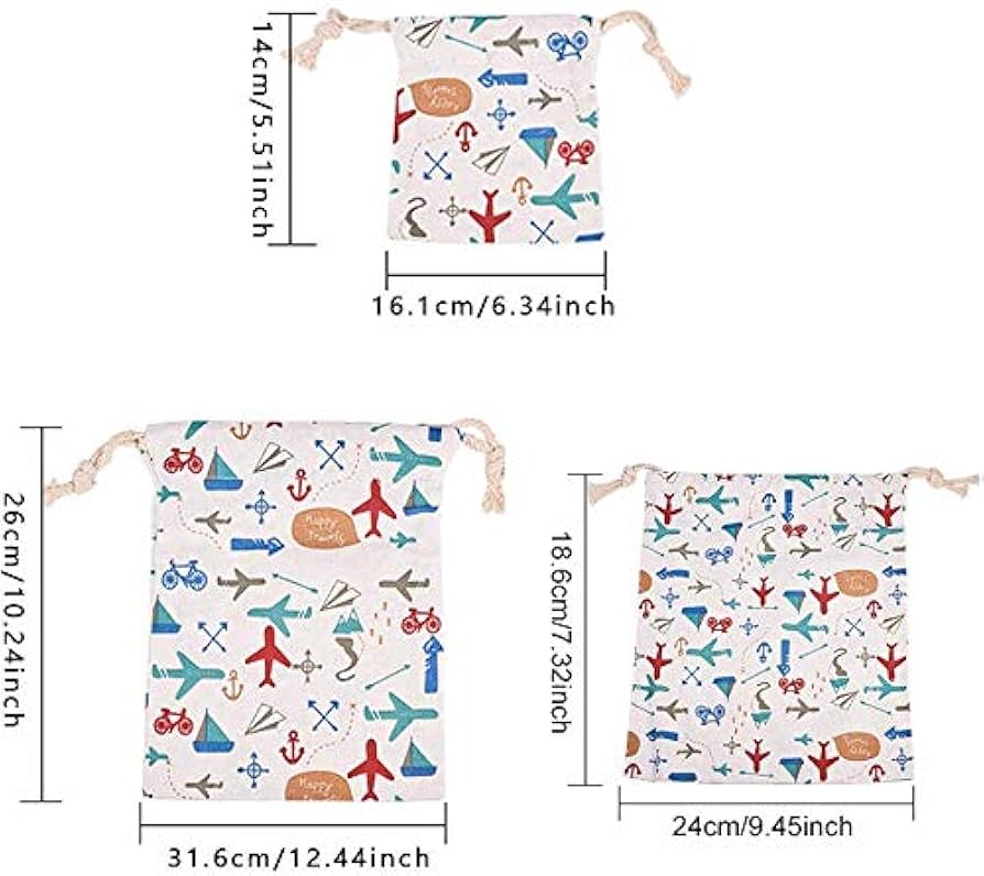 あずき　４点セット➕お着替え袋 Amazon.co.jp: NBEADS コットン巾着袋 3点セット 大 中 小 麻布