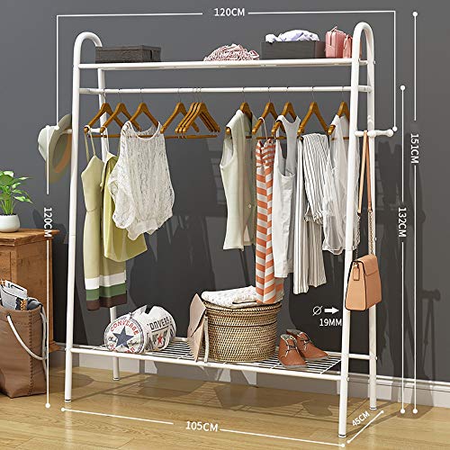 JANRON Perchero Moderno Sencillo y Rígido con Colgar la Ropa los Zapatos o Cajas Armario Ropero Compacto y Estable Rack de Ropa Estantes de Almacenamiento Metal - 105x 45 x 151cm