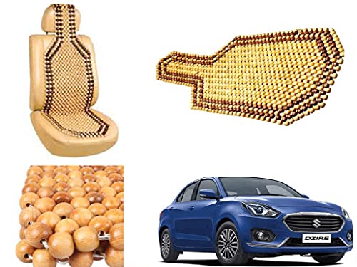 Image of Car Bead Seat Wooden Beads Cushion Cover Pad for Maruti Suzuki Swift Dzire 2017, Acupressure Sitting Seat Cover | Cream Color - Pack of 1