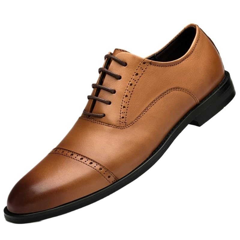 Men's Dress Shoes Vintage Formal Business Oxfords Shoes Fashion Lace Up Wedding Tuxedo Derby Shoes for Men