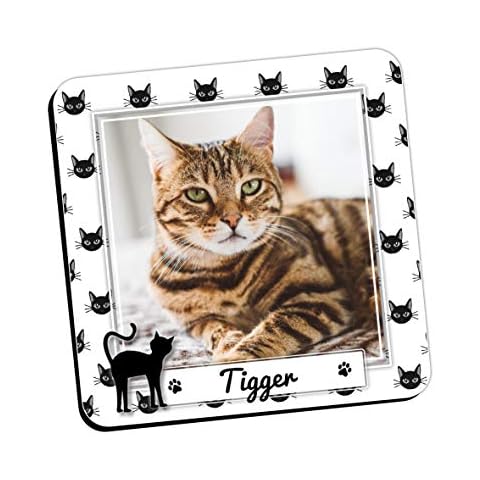 Personalised Cat Print Photo Coaster - Wine Drinks Tea Coffee Mat (Qty 1) Home, Birthday, Christmas, Fathers Day Gift Ideas N47 Cover