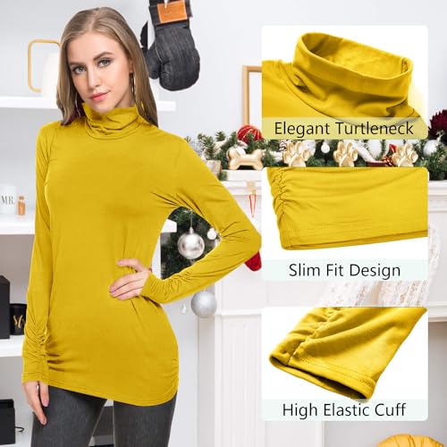 Womens Mock Turtleneck Tops Long Sleeve Fleece Lined Lightweight Thermal Base Layer4