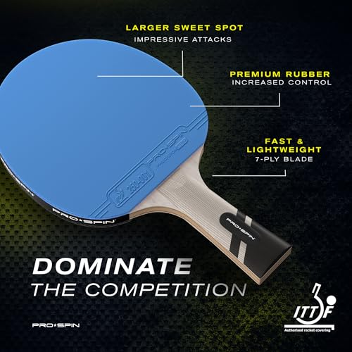Image of PRO-SPIN Ping Pong Paddles - ITTF Approved Professional Table Tennis Rackets with Carbon Fiber for Superior Control | 7-Ply Blade, Premium Rubber, 2.0mm Sponge