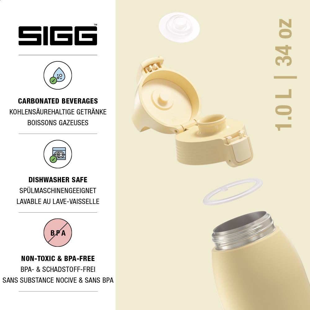 SIGG - Gourde Isotherme 1L - Shield Therm One Opti Yellow - Rando, Fitness, Yoga - Convient Aux Boissons Gazeuses - Étanche - Passe Au Lave Vaisselle - Sans BPA - Acier Inoxydable 90% Recyclé - Jaune