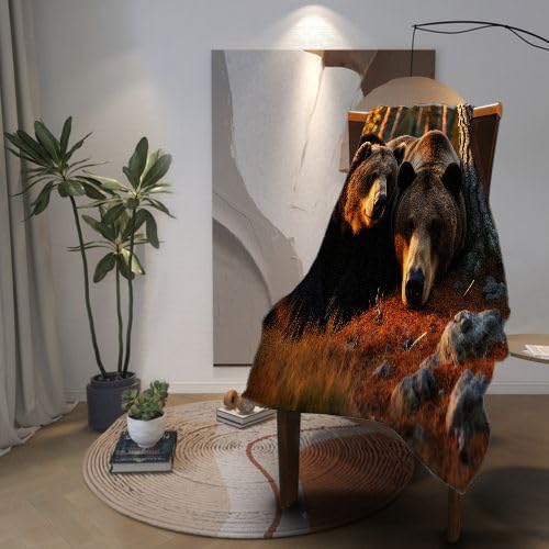 Mantas para Sofas Grandes 220x240 Oso Pardo Animal, Manta Termica Franela Mantilla Felpa para Cama 135/150, Mantitas Polar Suave y Cálida para Perro Mascota Habitacion Dormitorio_A1709