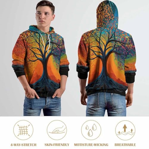 Pull manches longues branches d'automne sweat à capuche avec cordon