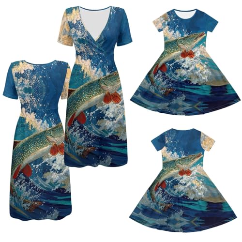 Robe d'été fille poisson vague idéale pour les vacances à la plage de 2-3 ans
