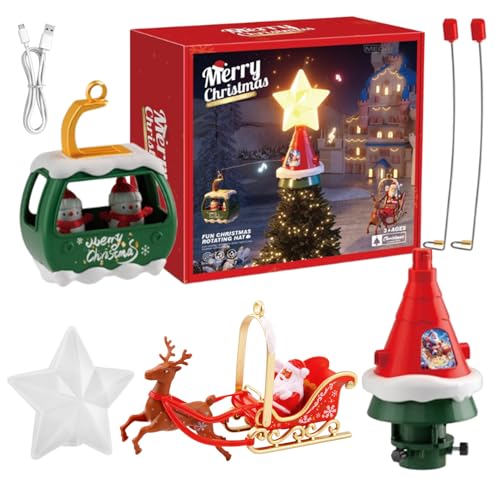 Cimier de Sapin de Noël – Décoration rotative pour cimier de Sapin avec lumière LED et Musique – Décoration de Maison pour fêtes d'hiver