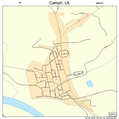 Large Street & Road Map of Campti, Louisiana LA Printed poster size wall atlas of your home