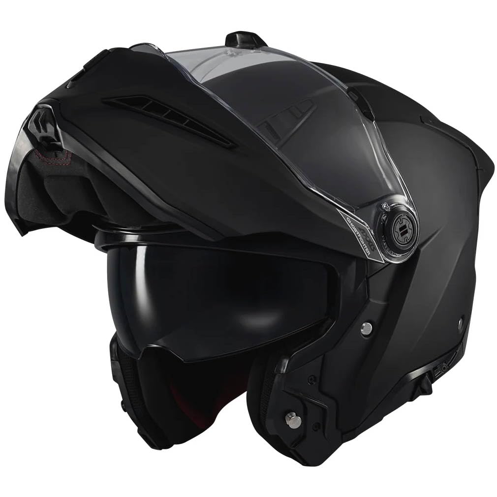 AXXIS Ghostfighter SV Negro Mate - Casco de Moto Modular Abatible Diseño Streetfighter con Visor Solar - Unisex Hombre y Mujer - Homologado P/J ECE 22.06
