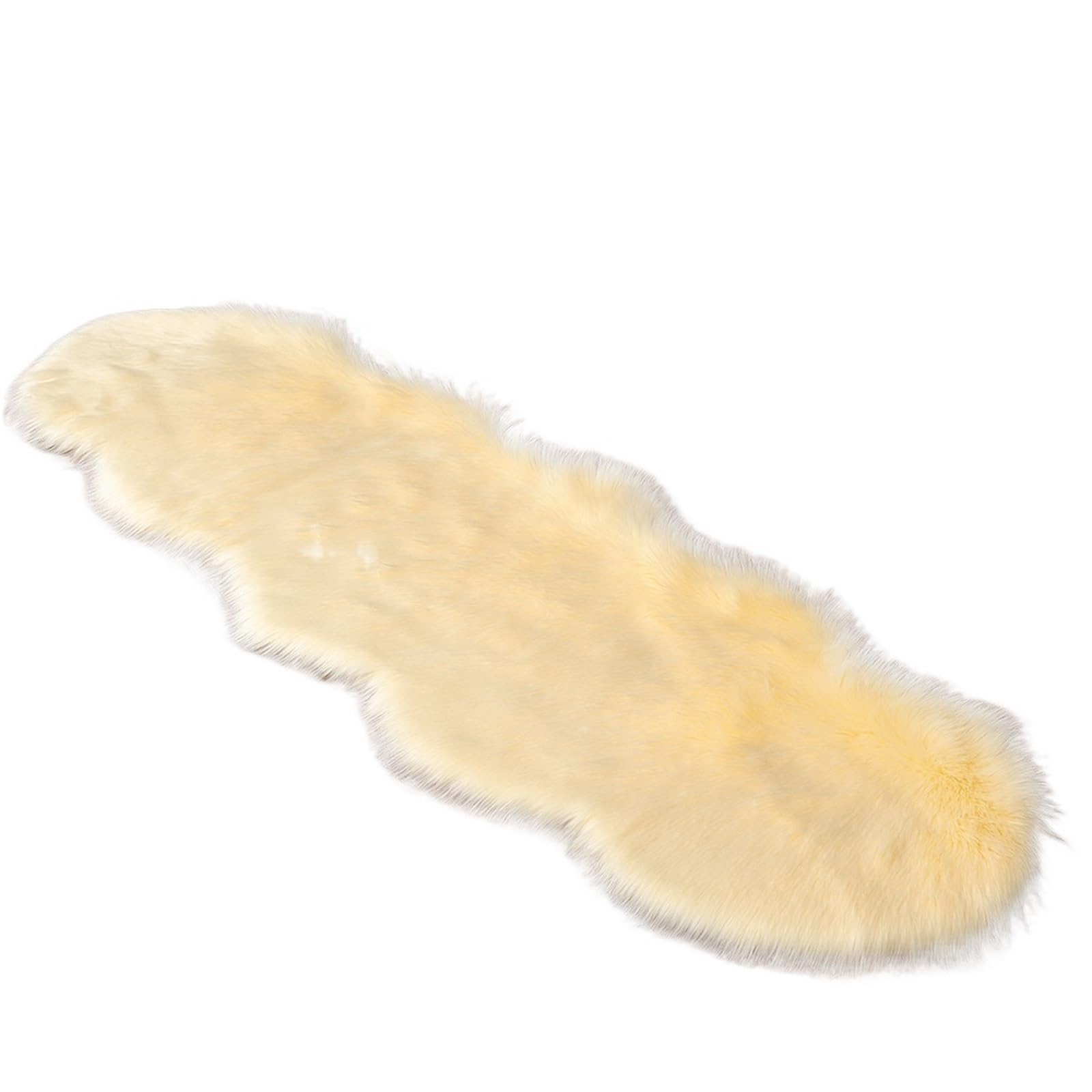 Teppich Flauschiger Weicher Kunstpelz, flauschiger Teppich, moderne Sessel for Wohnzimmer, Dekoration, Matten, Schminktisch, Tatami, Schlafzimmer, Lounge, Langhaar-Teppiche(2757-Light yellow,2.0P Shap