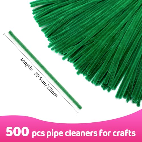 Image of Praisebank Christmas Green Pipe Cleaners for Crafts, 500pcs, Chenille Stems for DIY Projecets, Arts & Crafts Supplies for Festival Party Decorations