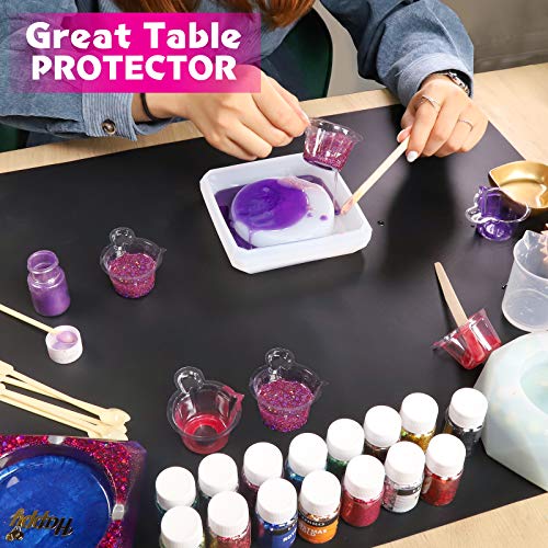Image of LEOBRO Large Silicone Mats for Crafts, Resin Mold, Playdough, White & Black