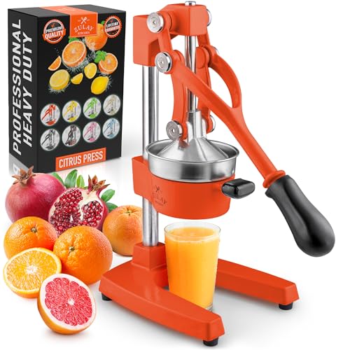 Comparison: Best Orange Press Juicer 5 Zulay Kitchen Cast-Iron Orange Juice Squeezer - Heavy-Duty, Easy-to-Clean, Professional Citrus Juicer - Durable Stainless Steel Lemon Squeezer - Sturdy Manual Citrus Press & Orange Squeezer (Orange)