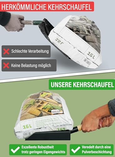 FEINER® | Kehrschaufel PRO® TM - 3160 | Robustes Kehrblech | Metall | Schwarz Pulverbeschichtet | Schaufel | Haus – Hof – Garten | Handwerk – Baustelle | Industrie- Handel.