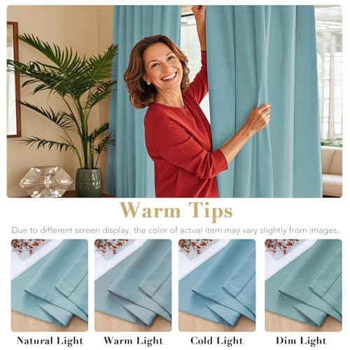 Image of H.VERSAILTEX Blackout Curtains Thermal Insulated Window Treatment Panels Room Darkening Blackout Drapes for Living Room Back Tab /Rod Pocket Bedroom Draperies (2 Panels, Mineral Blue, 52 x 84 Inch)