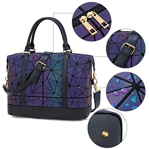 CAMTOP Geometric Luminous Weekender Bag Women Ladies Carry On Tote Overnight Duffel (Luminous Travel Bag and Cosmetic Purse)