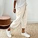 AKTCVVJ Linen Capri Pants for Women Drawstring Elastic Waist Capris Cotton Loose Fit Cropped Pants Summer Linen Capris Beige