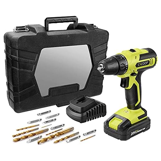 CACOOP CCD20001LBB 20V MAX 1.5 Ah Lithium-Ion Cordless Drill/Driver Set, With 1 20V Battery pack, 1 Rapid charger, 6 HSS wood drill bits, 6 Screwdriver bits, 1 Magnetic bit holder and 1 Belt hook