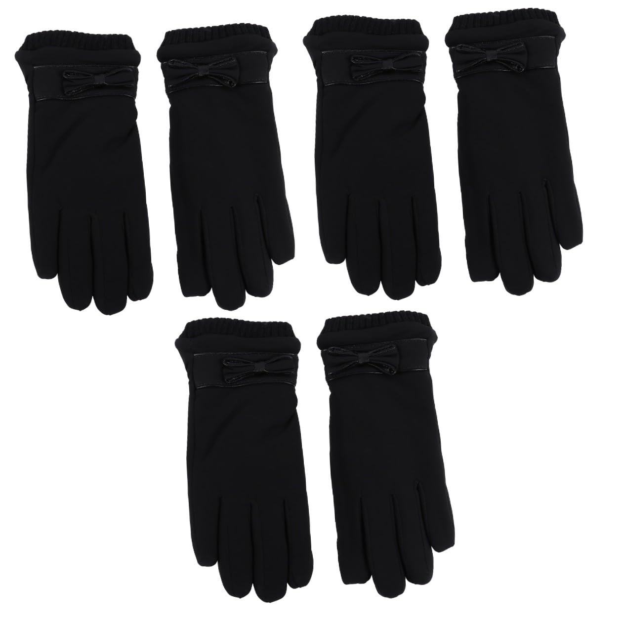 BESTYASH Guanti da donna guanti per le donne guanti da guida invernali guanto termico thermal gloves addensare i guanti invernali guanti antivento Materiale in pelle sintetica Black
