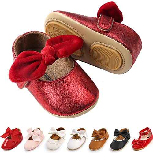 Image of Baby Girl Shoes Infant Toddler Walking Flat Shoes Soft Sole Princess Mary Jane Shoes Prewalkers Wedding Dress Shoes Crib Shoes