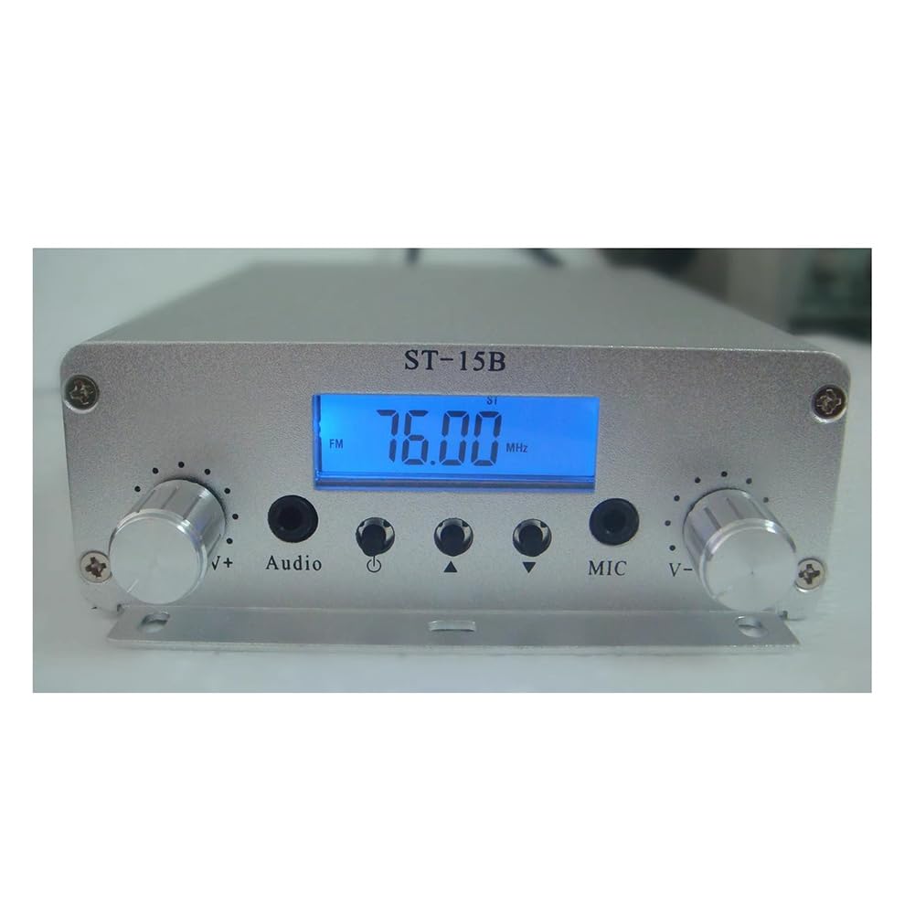 yasoe Trasmettitore FM Stereo 15W Radio FM 76-108Mhz BNC Multifunzionale Portatile Trasmettitore Pratico Durevole Facile da Installare