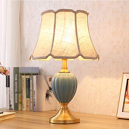 UXZDX CUJUX Modern Table Lamps Coastal Ceramic Sky Blue Glaze Fabric Drum Shade for Living Room Family Bedroom - Image 3