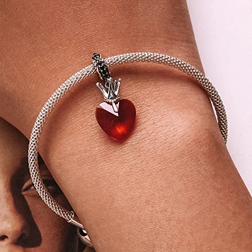 Abalorio de oso con corazón rojo dije de plata para San Valentín 2
