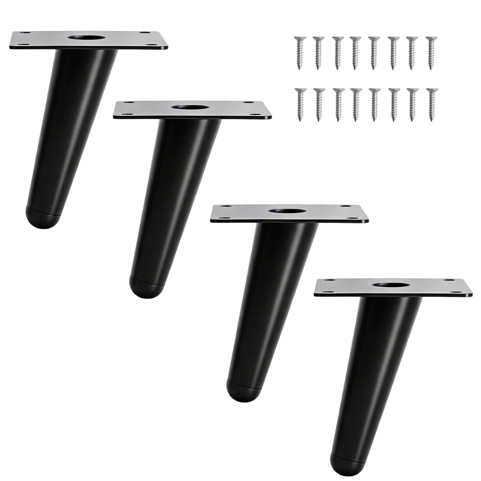 ANMOO 10cm Furniture Legs,4Pcs Black Metal Oblique Table Legs