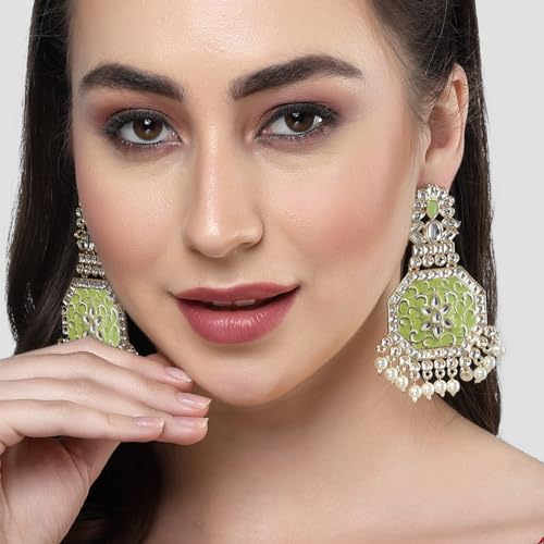 Image of Karatcart Red Stone Studded Gold Plated Drop Earrings for Women