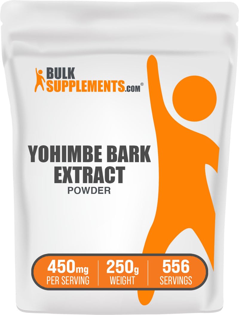 BulkSupplements.com Yohimbe Extract Powder - Yohimbe Bark Extract - Herbal Supplement, Gluten Free, 250mg per Serving, 250g (8.8 oz) (Pack of 1)