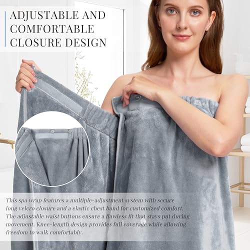 Image of PJGGZ Towel Wrap for Women, Three Adjust Clasps Closure Bath Wraps After Shower Spa Sauna Bathrobe(Available in Plus Size)