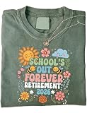 Schools Out Forever Retirement 2026 Boho Floral Teacher T-Shirt Groovy Retired 2026 Shirts for Women Men Retirement Gifts for Men Women Retired Teachers