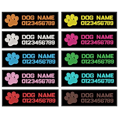 Tactical Dog Harnesses Customized Name Patch, Personalized Embroidered Tactical Patches Hook and Loop, Military Pet’s Name Patches, Cute Dog Patches for Harness Removable Vest Collar, Dog Harness, Jackets (Regular)