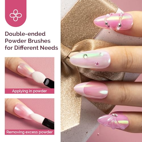 Image of MelodySusie 2Pcs Chrome Nail Powder for Gel Nails, Pearl and Aurora Powder Mirror Effect Pigment Pearlescent Mermaid Pigment Pearl Glitter for Home DIY Salon Use