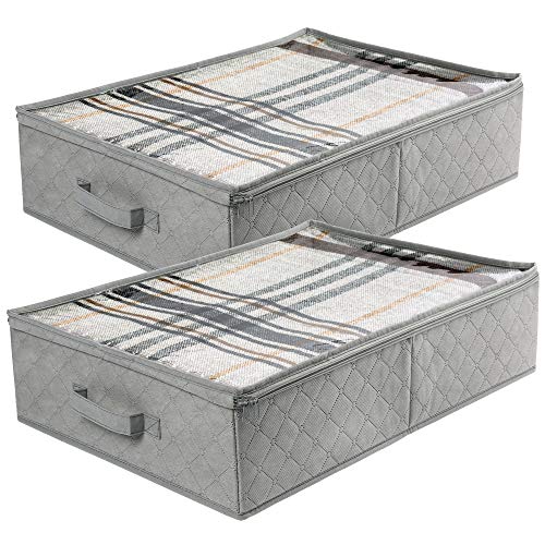 LotFancy Bolsas de almacenamiento plegables debajo de la cama, organizadores de armario y contenedores de almacenamiento, organizador de mantas de ropa, con ventana transparente y asas reforzadas, 24