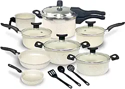 Jogo de Panelas Antiaderente, 11 Peças com Panela de Pressão 2.5L (Granito)