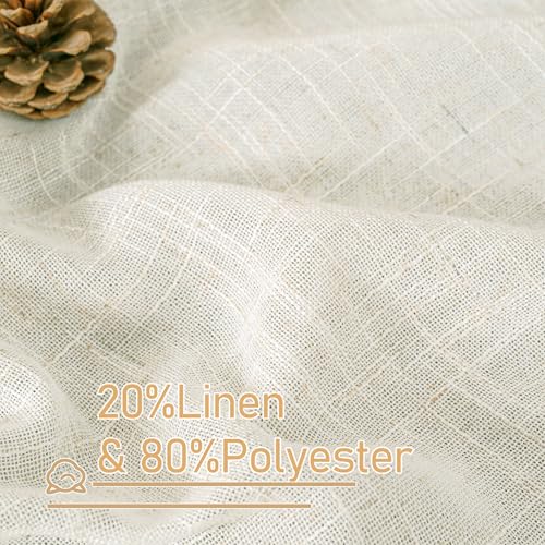 LAMIT Cream 80 inch Linen Curtains for Doorway, Light Filtering Semi Sheer Drapes Back Tab and Rod Pocket Neutral Panels for Bedroom/Living Room, 34 x 80 Inch, 2 Panels
