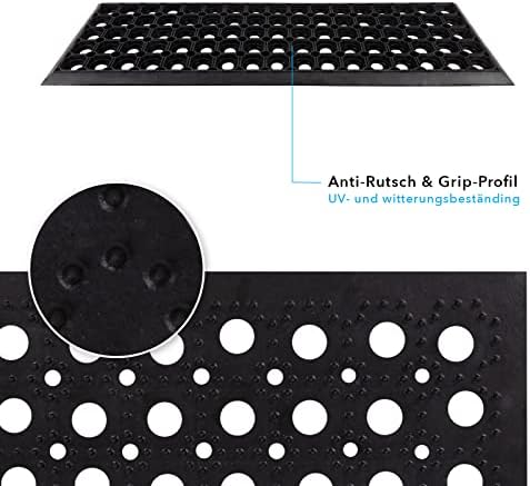 Rubber Octo Step Rectangular Non-slip Mats for Outdoor Stairs, Drainage Stair Tread Mats (1pc, 75 x 25 x 2 cm) Black