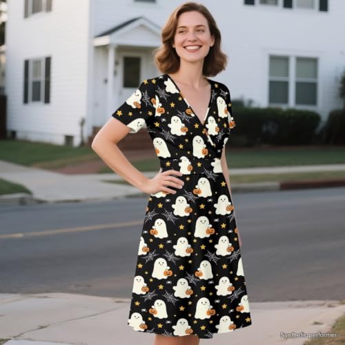 Image of Women's Summer Dresses Short Sleeve Formal Dresses with Pockets | Lightweight polyester fabric delivers cool airflow during hot summer outdoor activities