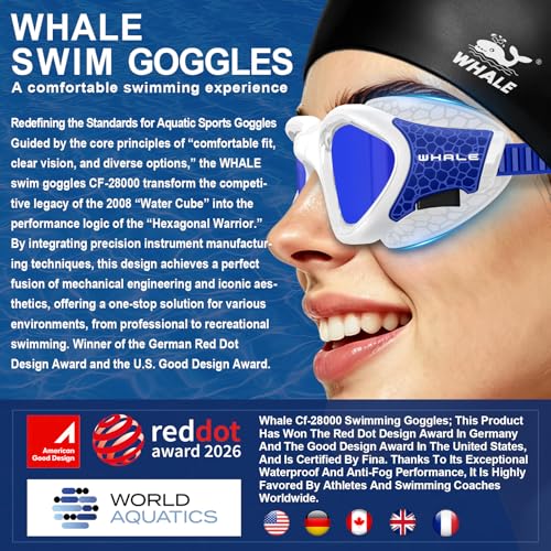 Image of Whale Swim Goggles Polarized Anti-Fog Lenses, Unisex | 100% UV Protection | Anti-Fog Goggles High Definition, Wide-Angle View