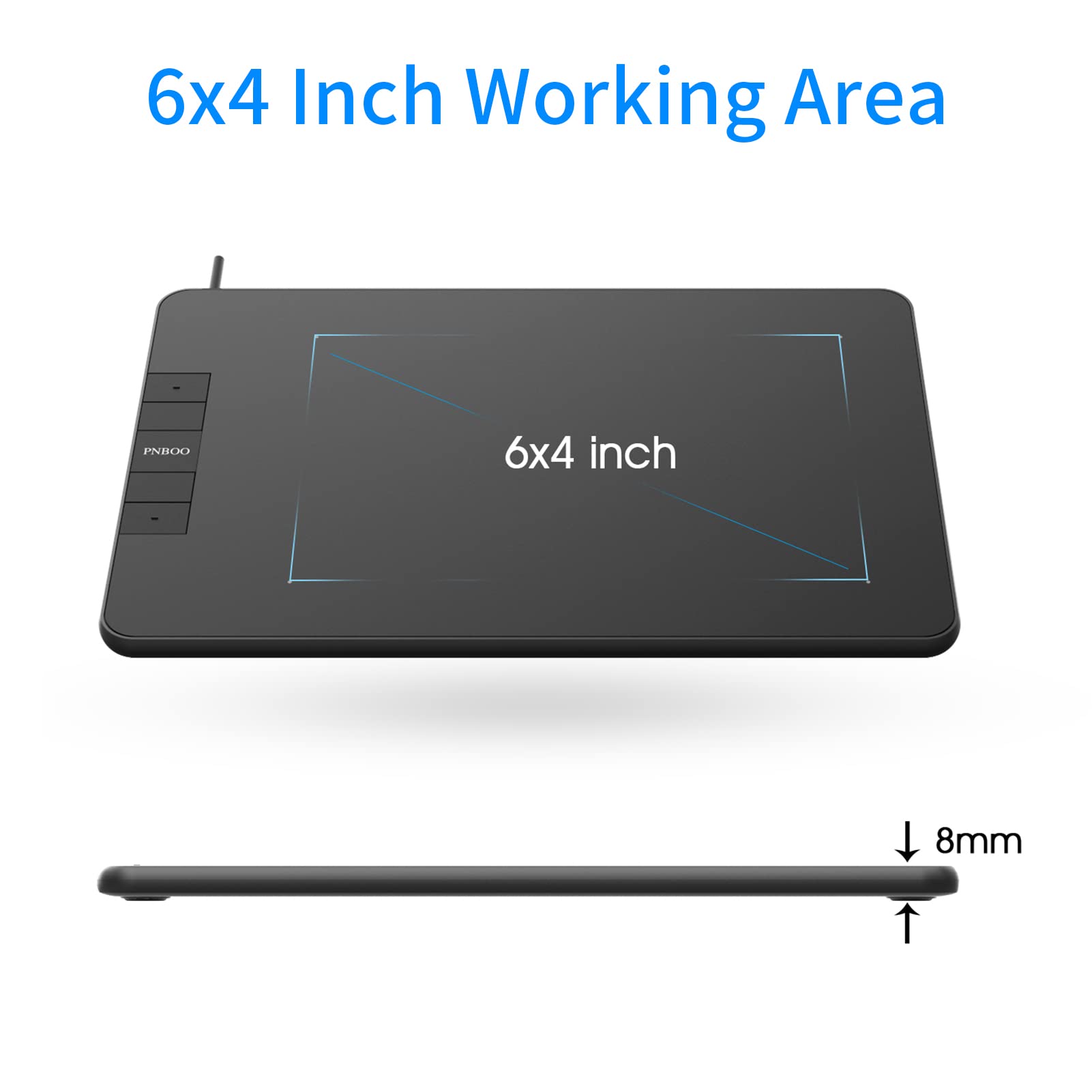 Jemora PN640 Tavoletta grafica 6 x 4 pollici Area attiva 8192 livelli Funzione di inclinazione della pressione Tavolo da disegno per animazione artistica con stilo senza batteria 28 pennini