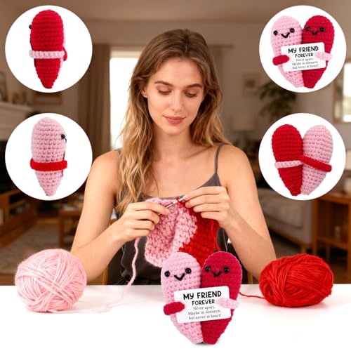 Muñeco corazón crochet hecho a mano para regalo miniatura 4