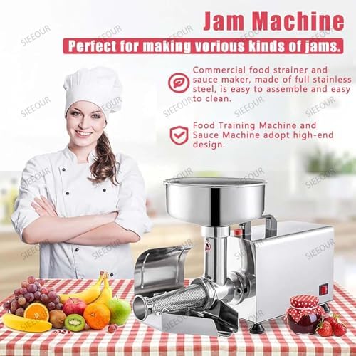 Electric Tomato Strainer,304 Stainless Stee,Jam Milling Machine, 450W Stainless Steel Pressl for Canning, 160lbs/H Output, Ideal for Home Use & Small Business Production