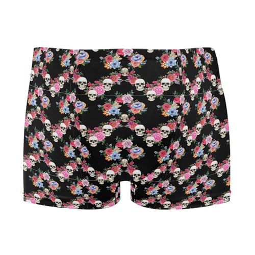 Skull Flower Mens Swim Trunk Swimwear Bathing Suit Swim Brief Square Leg Board Short S B0404461