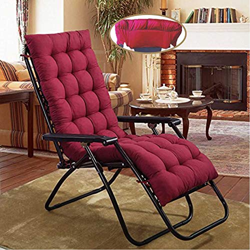Sun Lounger Cushions with Non Slip Top Cover 170x53CM Sunbed Cushion Replacement Mat Soft Garden Relaxer Recliner Chaise Lounger Bench Cushion (Red)