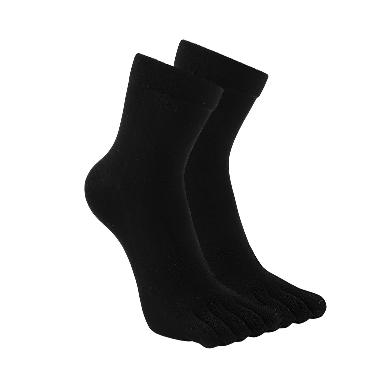 CaiDieNu Mens Toe Socks Cotton Athletic Running Five Finger Crew Socks, 5 Pairs