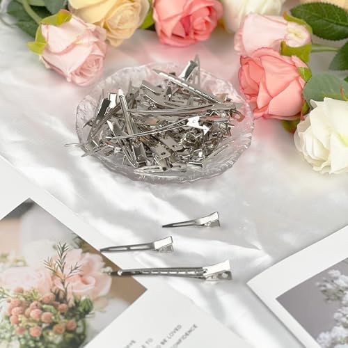 60 Pinzas de Pelo de Pato de Metal – Clips Seccionadores Plateados en 3 Tamaños para Estilizado, Rizado, Corte y Accesorios de Pelo DIY miniatura 7